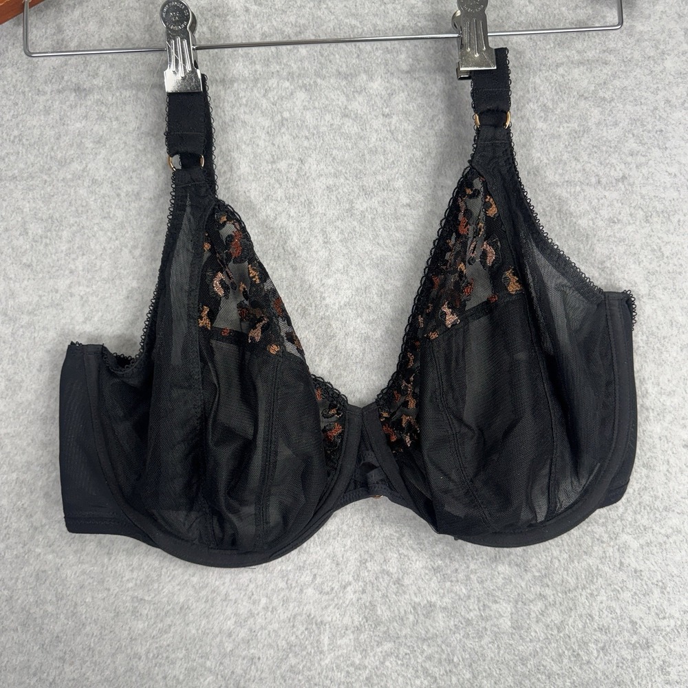 Goddess Elomi 34K Bra Lot 2 Black Lace Leopard Underwire Plus Size EUC - Picture 10 of 16